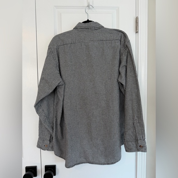 Vintage LL Bean Men’s Flannel Button Down Black White Checkered Size XL - Picture 3 of 11